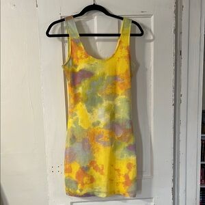 Vibrant Yellow Tie-Dye Dress